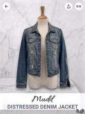 Mudd Light Wash Distressed Denim Jacket Size M